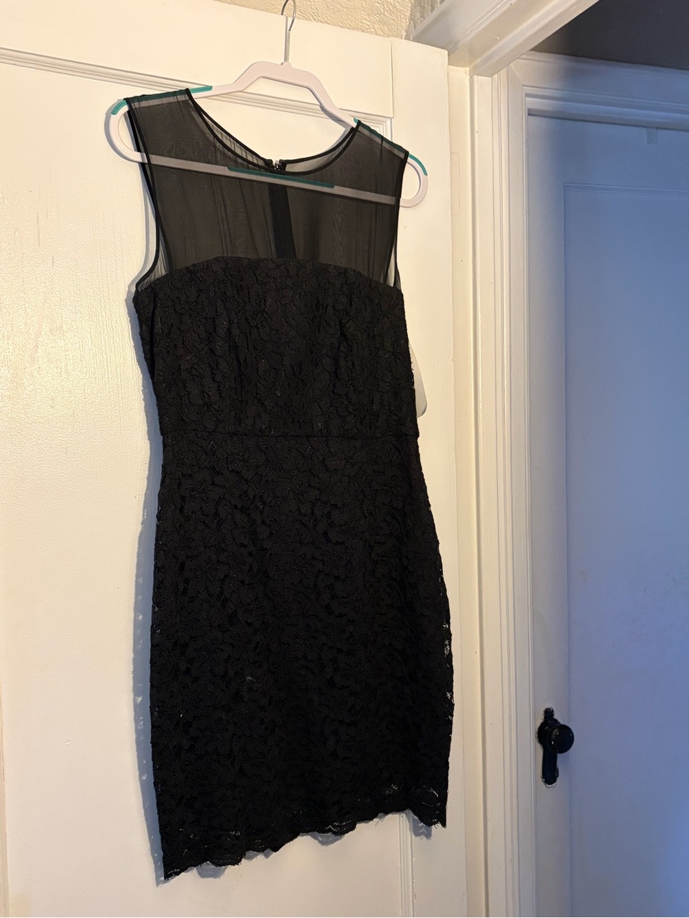 Diane Von Furstenberg Black Lace Mini Dress with Illusion Yoke
